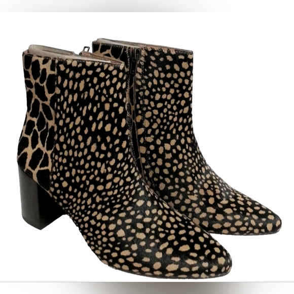 Madewell Women's Ankle Boots Size 7M Spot Mix Calf Hair Toffee Multi-Color NIB - Picture 2 of 10